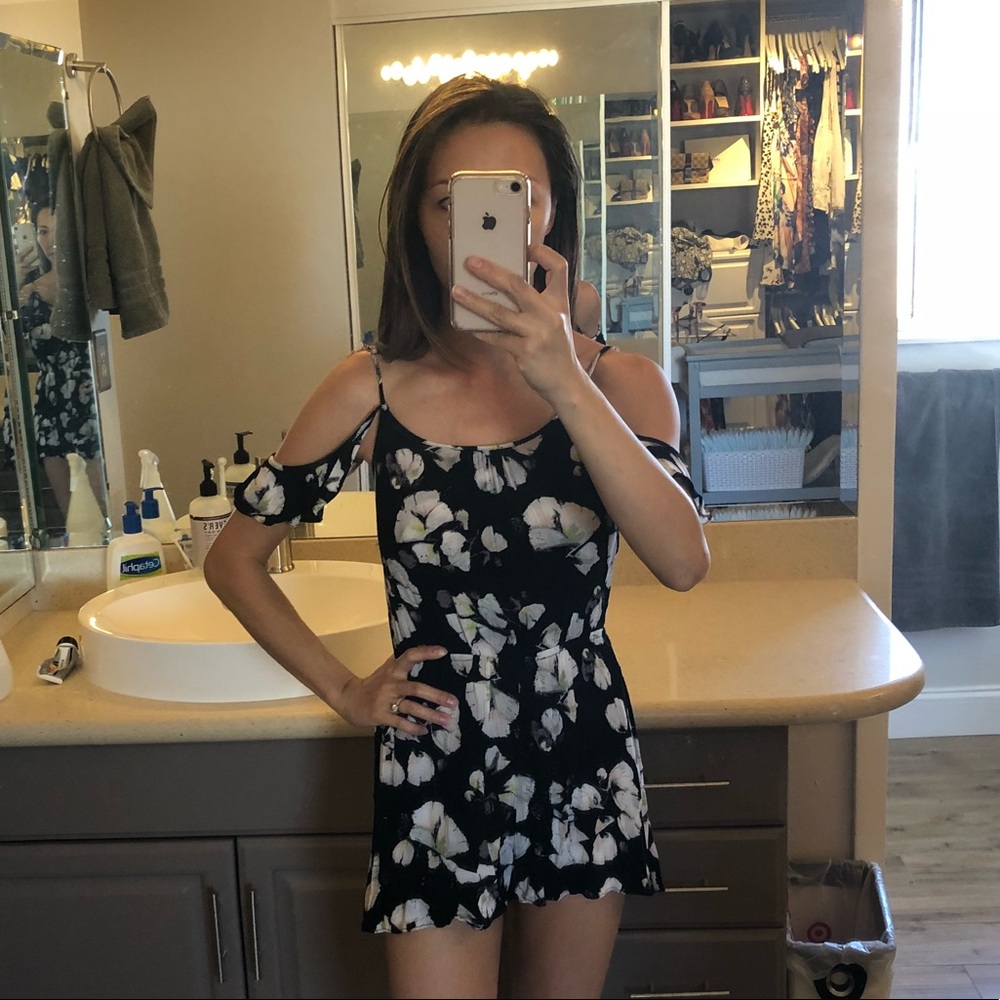 Floral Print Off Shoulder Romper